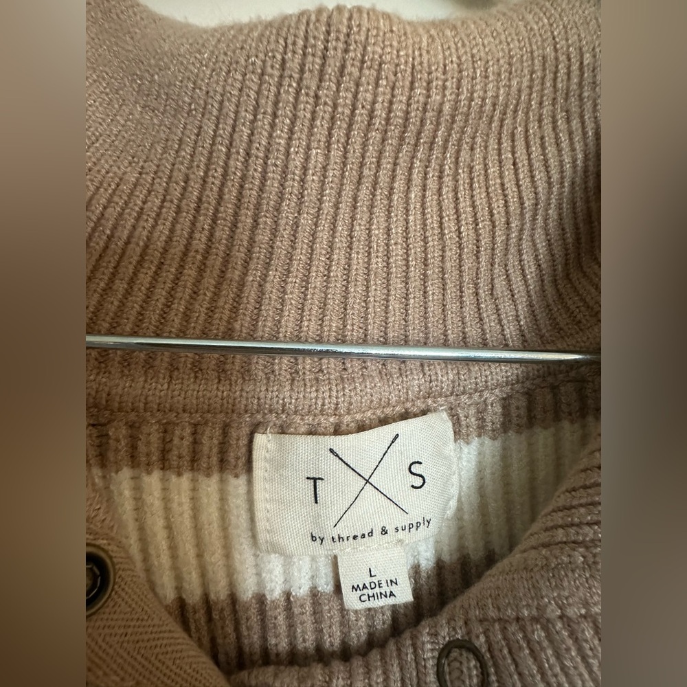 Thread & Supply Striped Snap-Button Funnel Neck S… - image 2